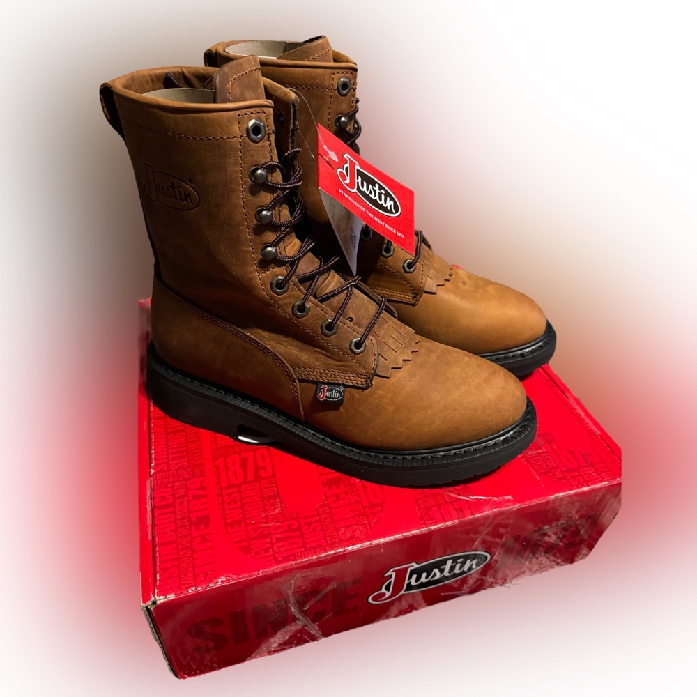 Justin men’s boots livestock aged bark brown